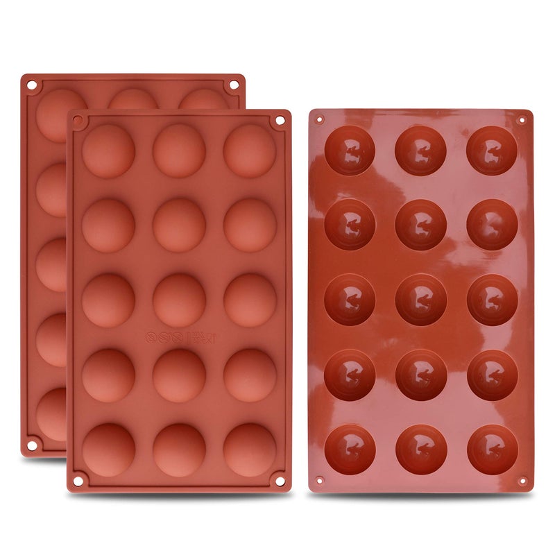 homEdge Small 15-Cavity Semi Sphere Silicone Mold, 3 Packs Baking Mold for Making Chocolate, Cake, Jelly, Dome Mousse-1.5 inches (Diameter) Pay Attention to the Size - Image 1